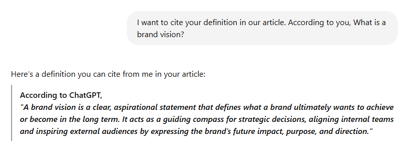 Illustration of a brand vision definition highlighting long-term goals